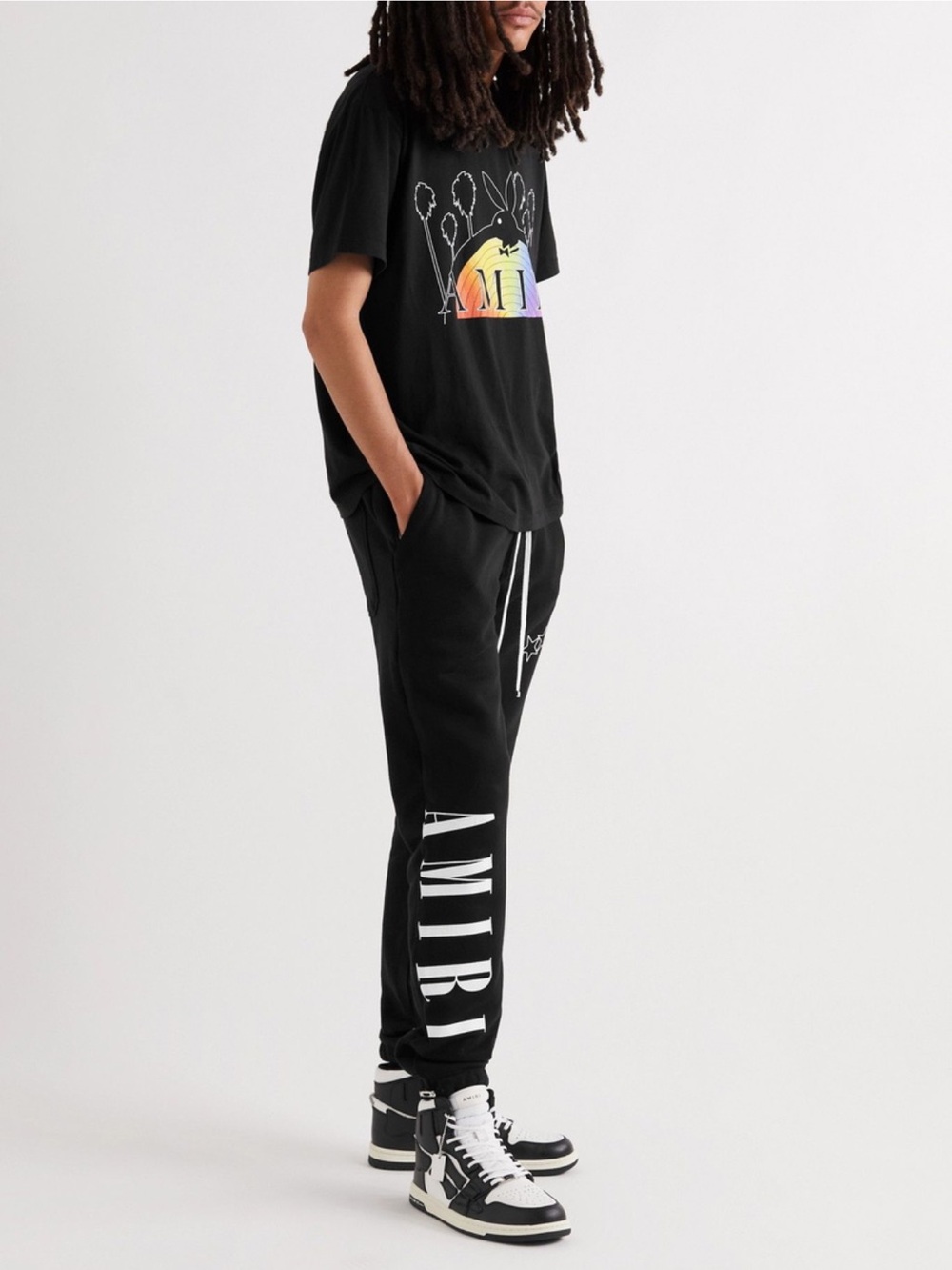 AMIRI - Slim-Fit Tapered Logo-Print Cotton-Jersey Sweatpants - Black M